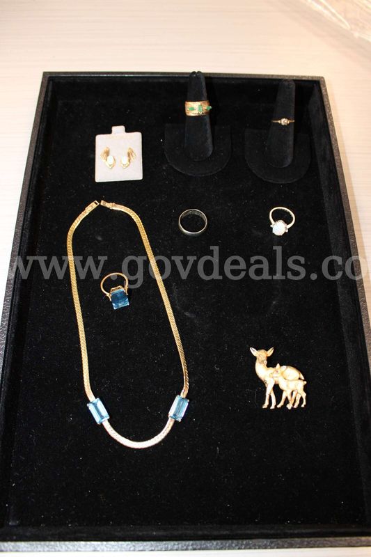 Rings (5) Earrings Pair (1) Stick Pin (1) Necklace (1)