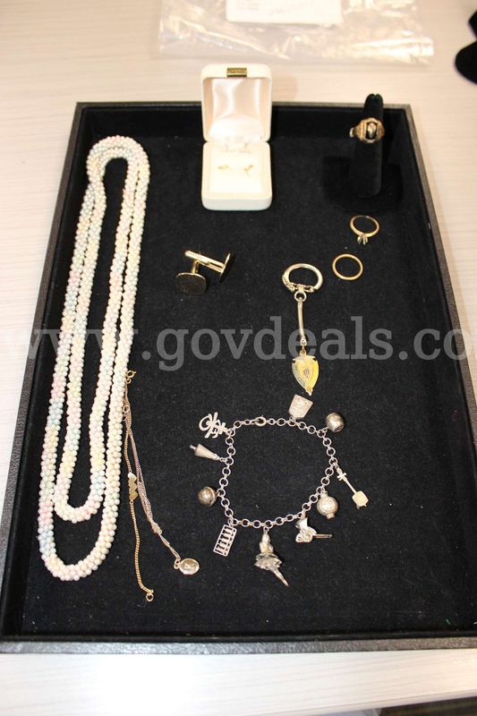 EARRING, PAIR (1); NECKLACE (2); BRACELET (2); RING (2); CUFF LINK PAIR (1); KEY