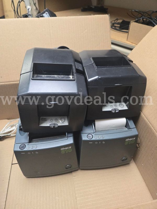 Lot of 9 Epson, Sharp & Star Thermal Printers - POS Hardware with Assorted Cabling
