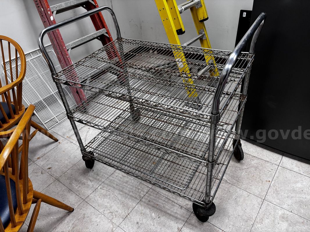 3-shelf industrial metal utility cart on casters