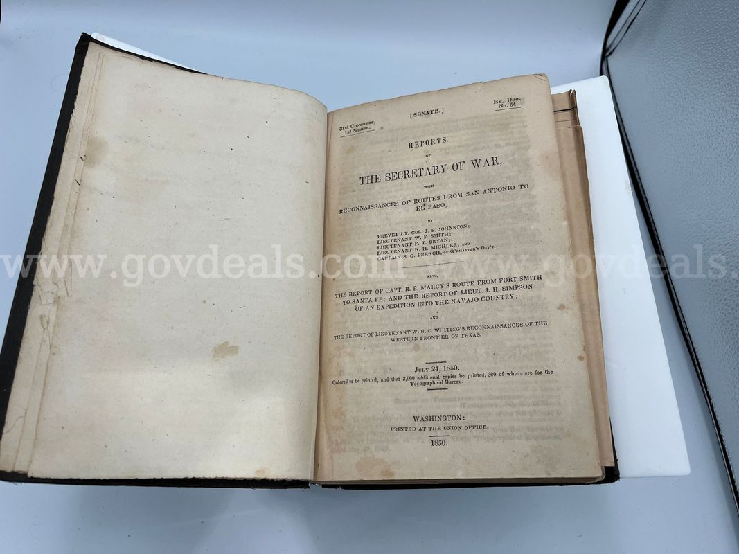 Rare Books, Reports of the Secretary of War: With Reconnaissances of Routes from San Antonio to El Paso, Pub. 1850