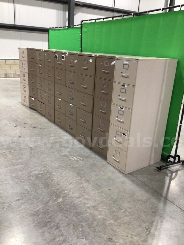 Lot of (12) Five-Drawer Vertical File Cabinets