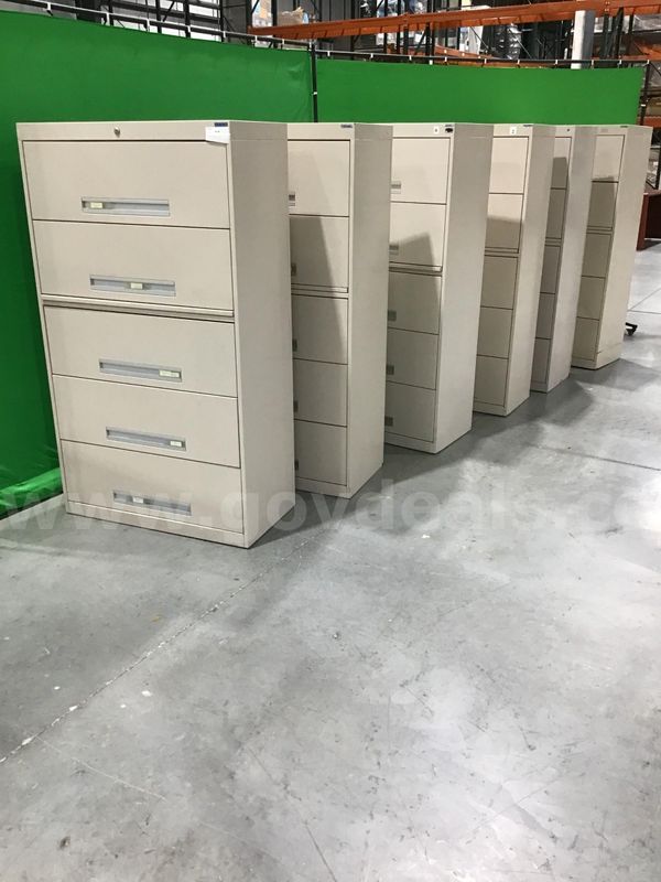 Lot of (6) Five-Drawer Vertical File Cabinet