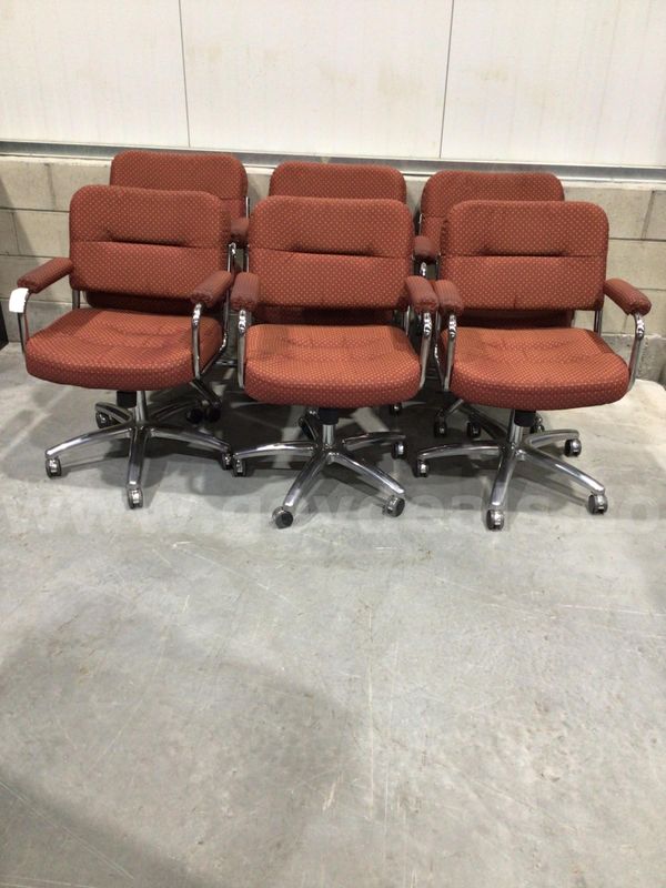 Lot of (10) Red Fabric Rolling Office Chairs