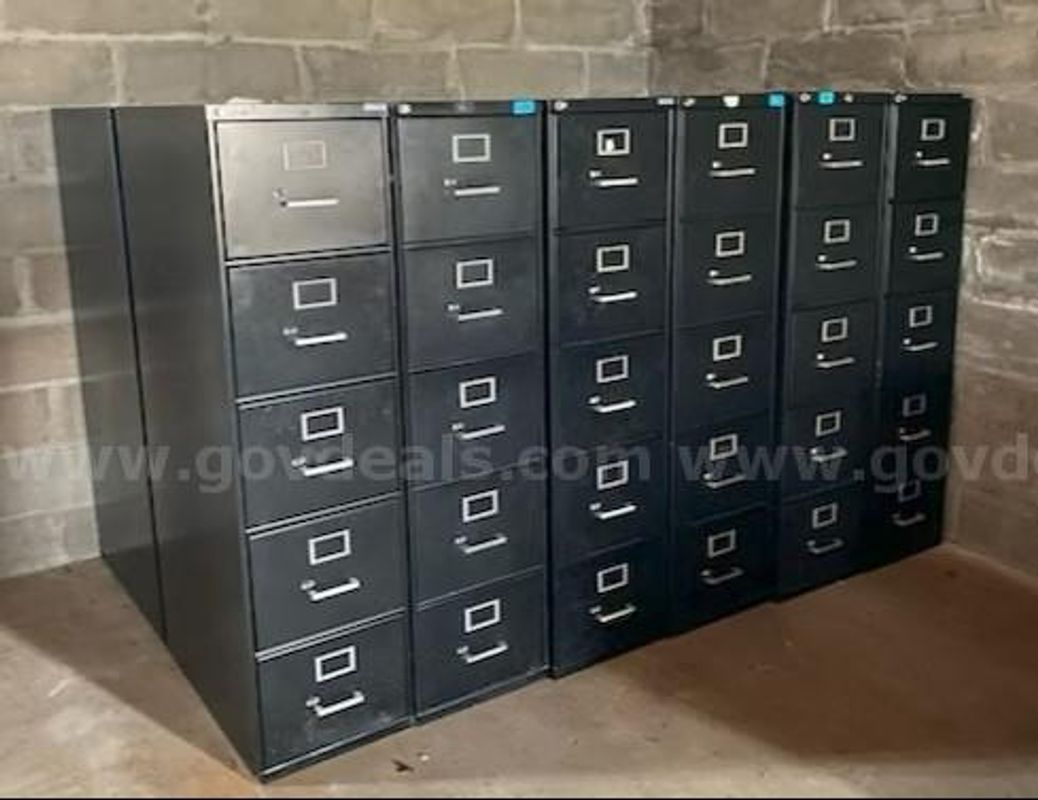 Lot of (12) Five-Drawer Vertical File Cabinets