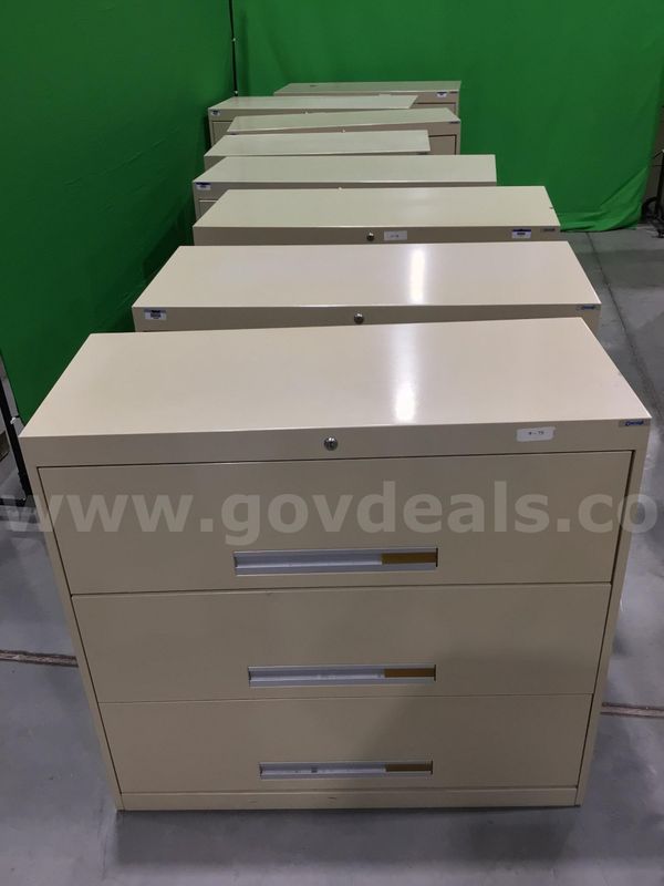 Lot of (8) Three-Drawer Lateral File Cabinets