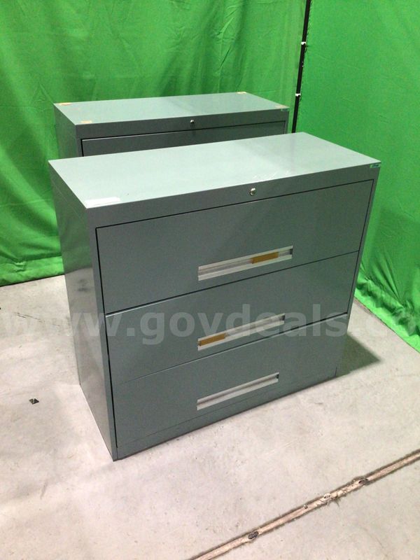 Lot of (2) Three-Drawer Lateral File Cabinets