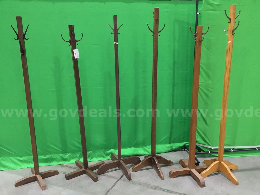 Lot of (6) Various Wooden Coat Racks