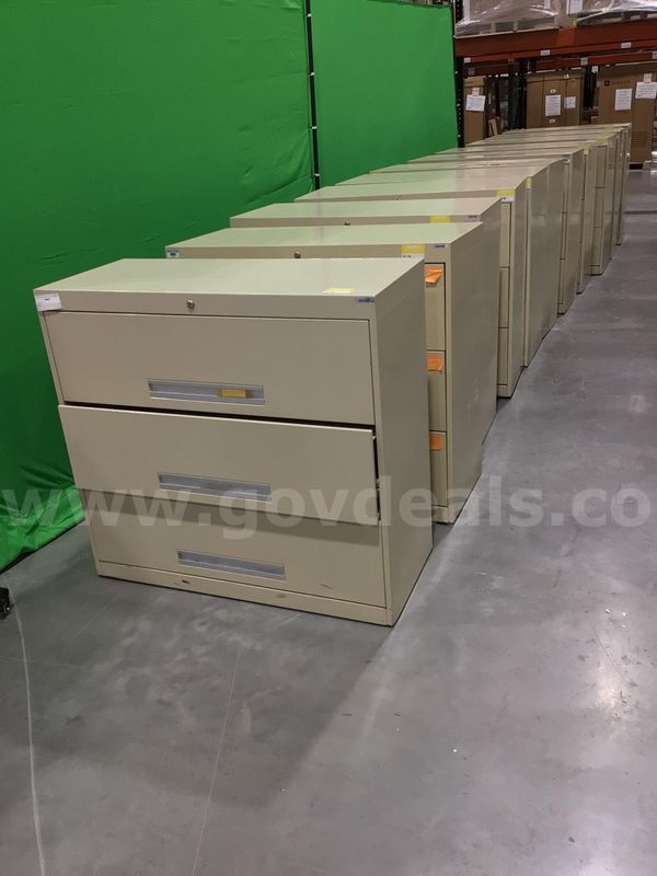 Lot of (11) Three-Drawer Lateral File Cabinets