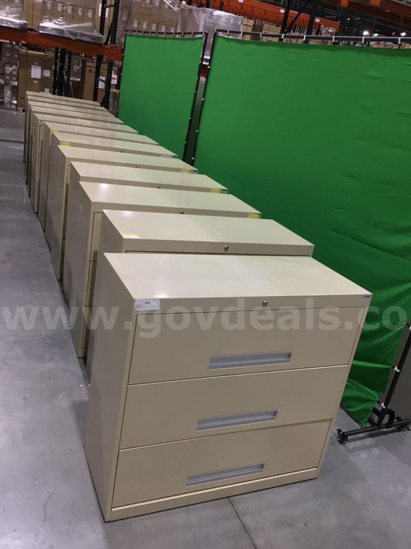 Lot of (12) Three-Drawer Lateral File Cabinets