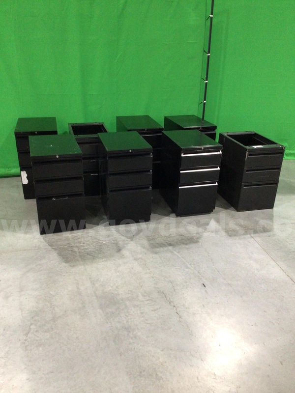Lot of (8) Three-Drawer Vertical File Cabinets