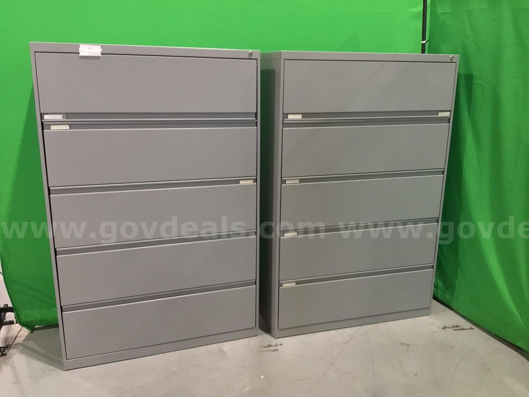 Lot of (2) Five-Drawer Lateral File Cabinets