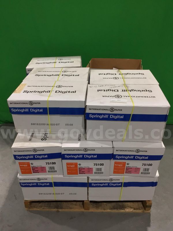 (1) Pallet of Approximate (22) Boxes of Springhill Cherry Colored Paper