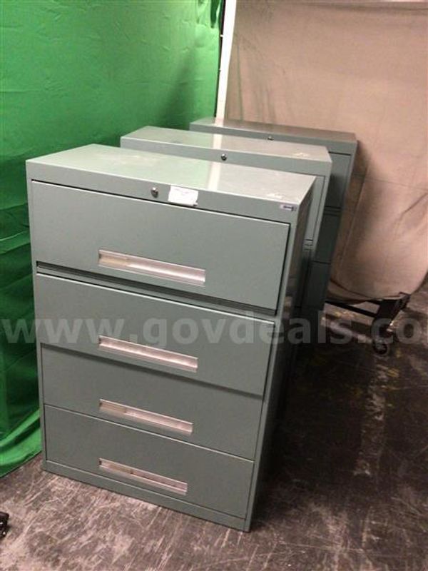 Lot of (3) Four-Drawer Lateral File Cabinets