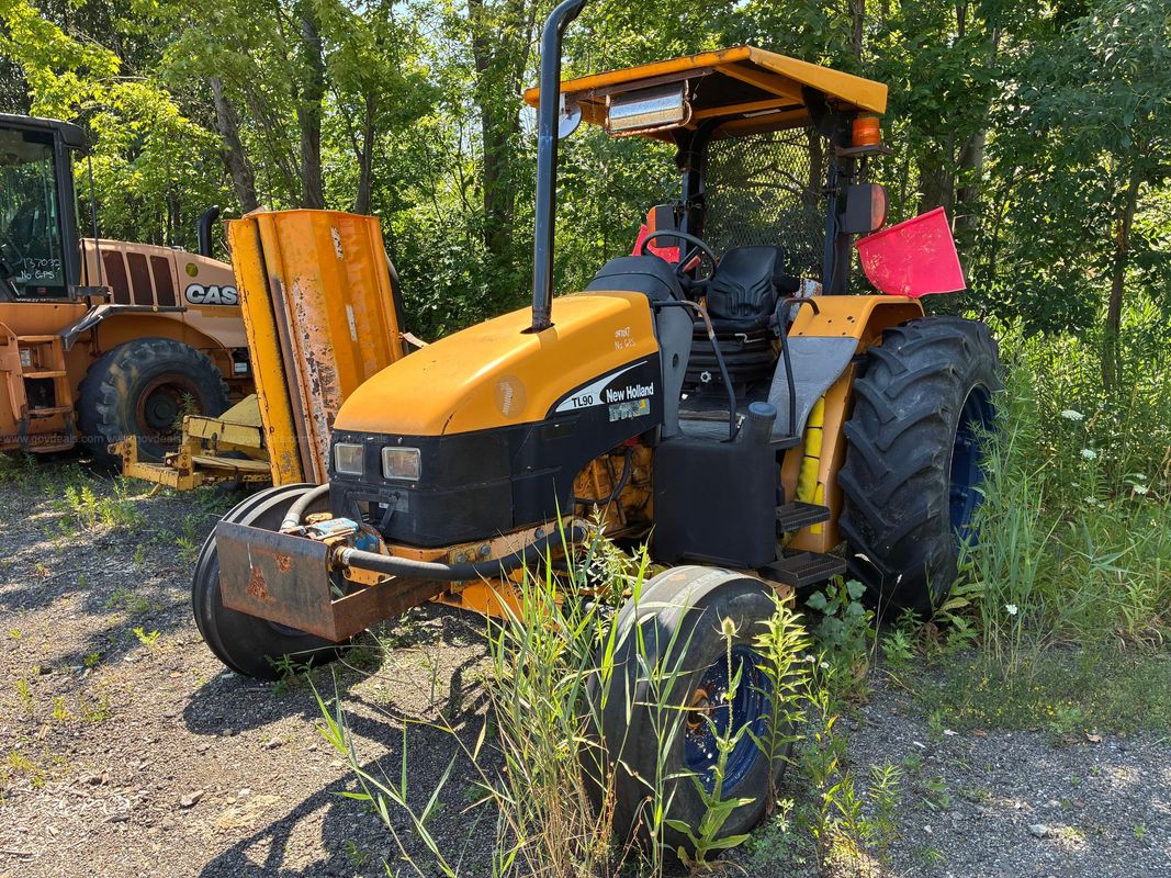 2004 New Holland TL90 Tractor with Side-Mounted Flail Mower