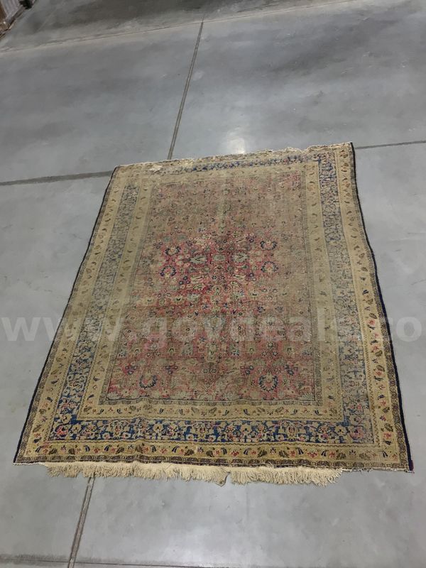 Antique Woven Rug with Fringed Ends