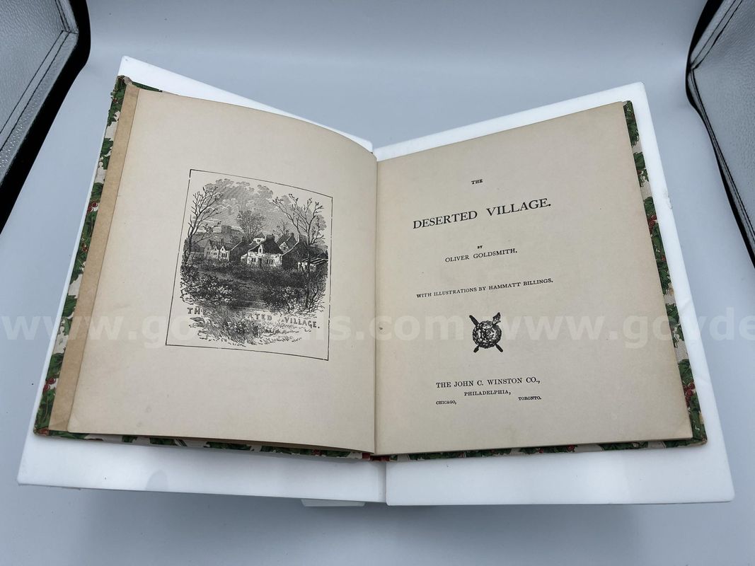 Rare Books, Goldsmith, Oliver, Deserted Village with Illustrations by Hammatt Billings