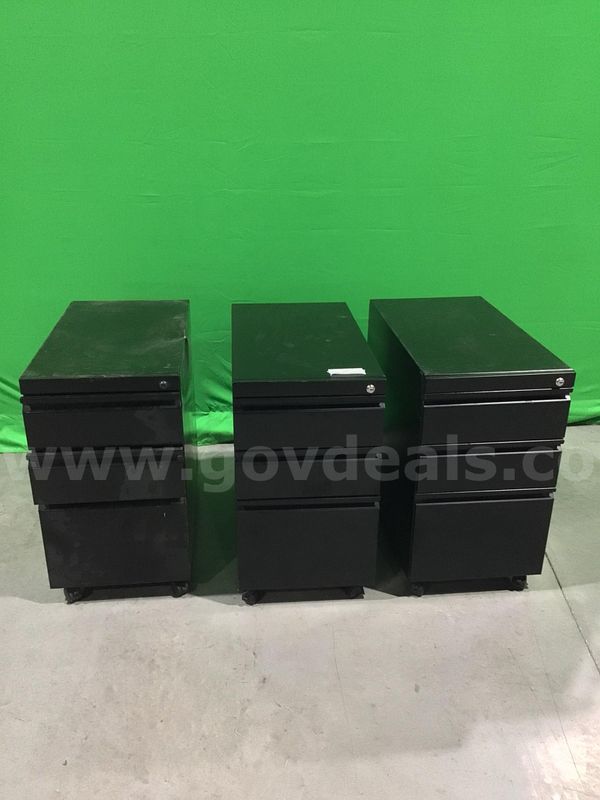 Lot of (3) Three-Drawer Vertical File Cabinets
