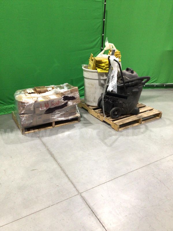 Lot of (2) Pallets of Cleaning Equipment and Supplies