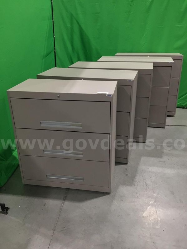 Lot of (5) Three-Drawer Lateral File Cabinets