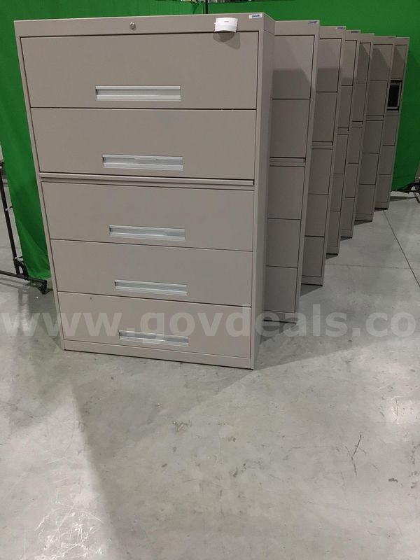 Lot of (7) Five-Drawer Lateral File Cabinets