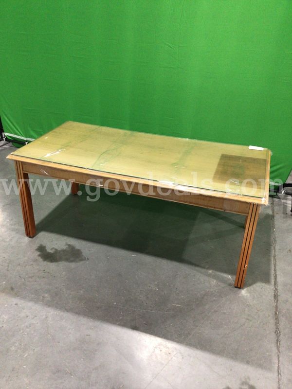 Glass Top Wooden Table
