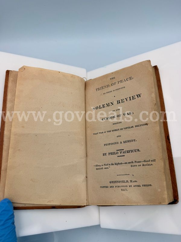 Rare Books, The Friend of Peace, Worcester, Noah, Pub. 1817