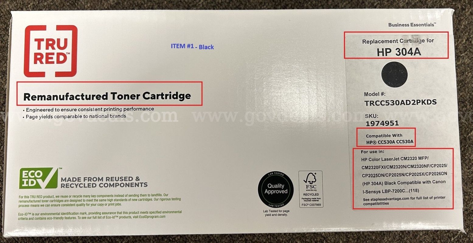 Lot of (6) Various Toner Cartridges