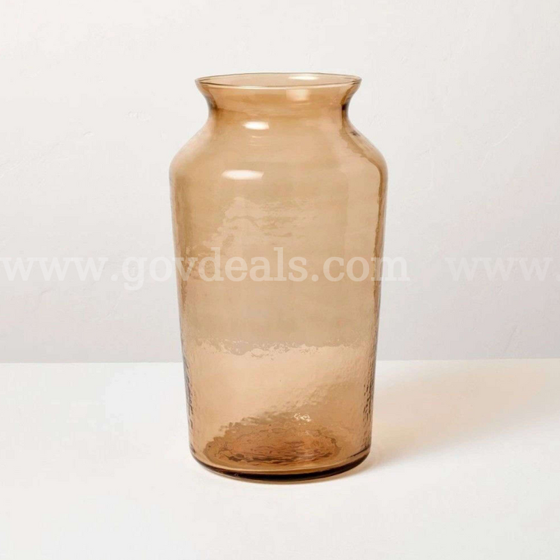 Brand New - 14" Ribbed Glass Decorative Flower Vase - Shipping Available