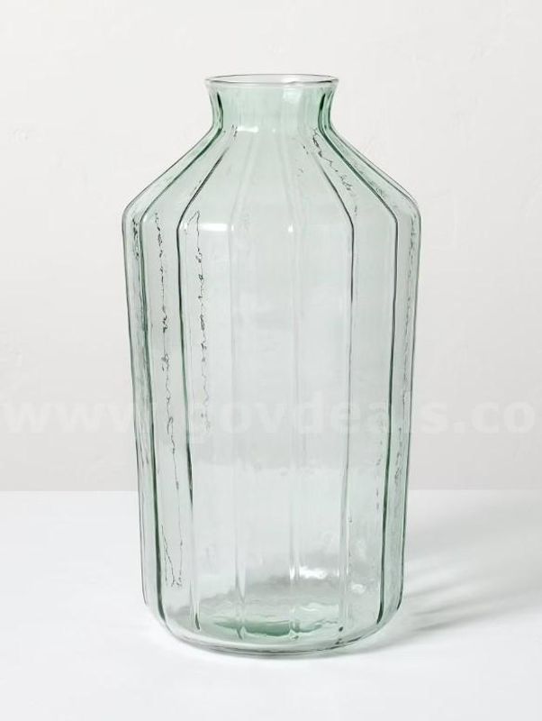 Brand New - 14" Ribbed Glass Decorative Flower Vase - Shipping Available