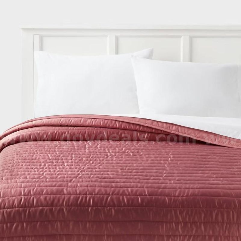 Brand New - Room Essentials Full/Queen Satin Quilt – Rose Pink Midweight Sateen Coverlet - Shipping Available