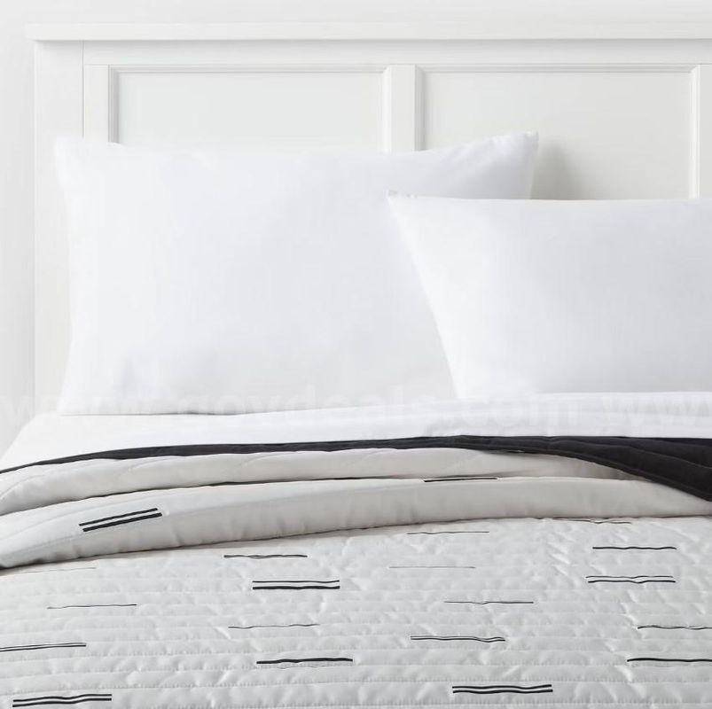 Brand New - Room Essentials Full/Queen Satin Quilt – White/Black Midweight Sateen Coverlet - Shipping Available