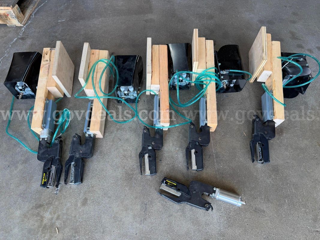 Lot of 5 Bostitch Pneumatic Foot Control Plier Staplers w/ Pedals + Extra Plier