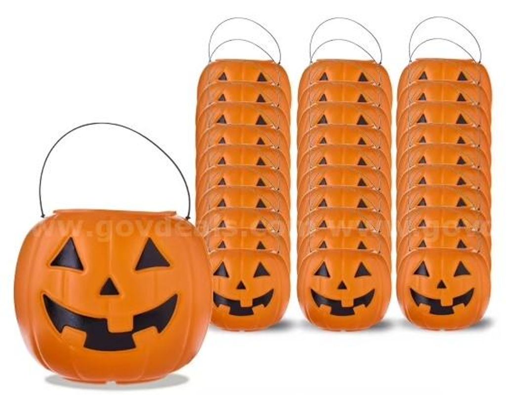 Brand New - 30 PCS - 8" Orange Pumpkin Pail Halloween Trick-or-Treat Basket - Shipping Available