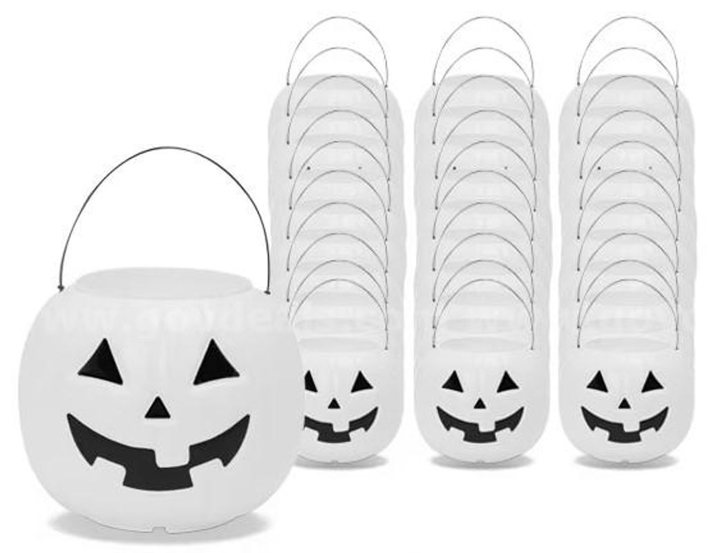 Brand New - 30 PCS - 8" White Pumpkin Pail Halloween Trick-or-Treat Basket - Shipping Available