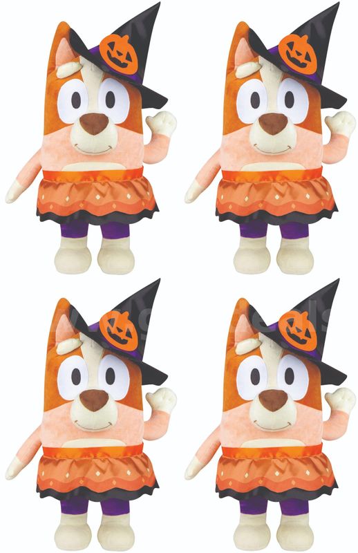 Brand New - Lot of 4 Halloween Porch Greeter Bingo as Witch Bluey 14.56" x 12.59" x 24.01"