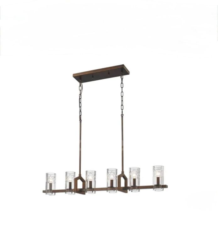 Brand New - Millennium Lighting Tulsa 6 Light 44" Wide Linear Chandelier with Glass Shades