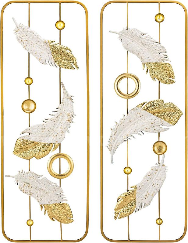 Brand New - 2 Pack Gold Wall Art Décor, 35" Rectangular Panels Metal Work - Shipping Available