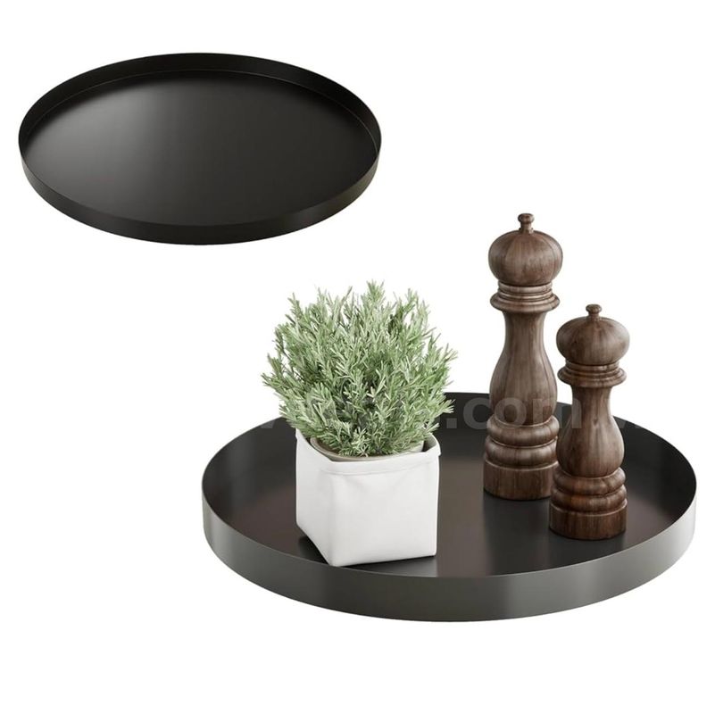 Brand New - Lot of 2 - Rust-Proof Metal Decorative Trays for Home Decor, Black - Shipping Available