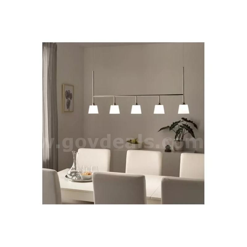Brand New - Ikea TYBBLE LED pendant lamp with 5 lamps, nickel plated/opal glass - Shipping Available