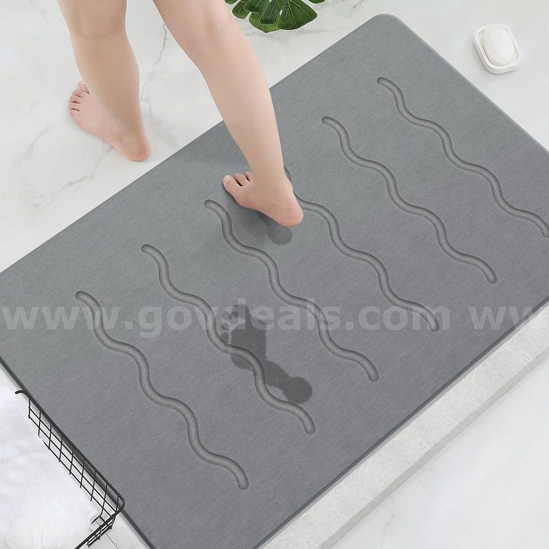 Brand New - Diatomaceous Earth Stone Bath Mat – Quick-Dry, Non-Slip, Light Grey - Shipping Available