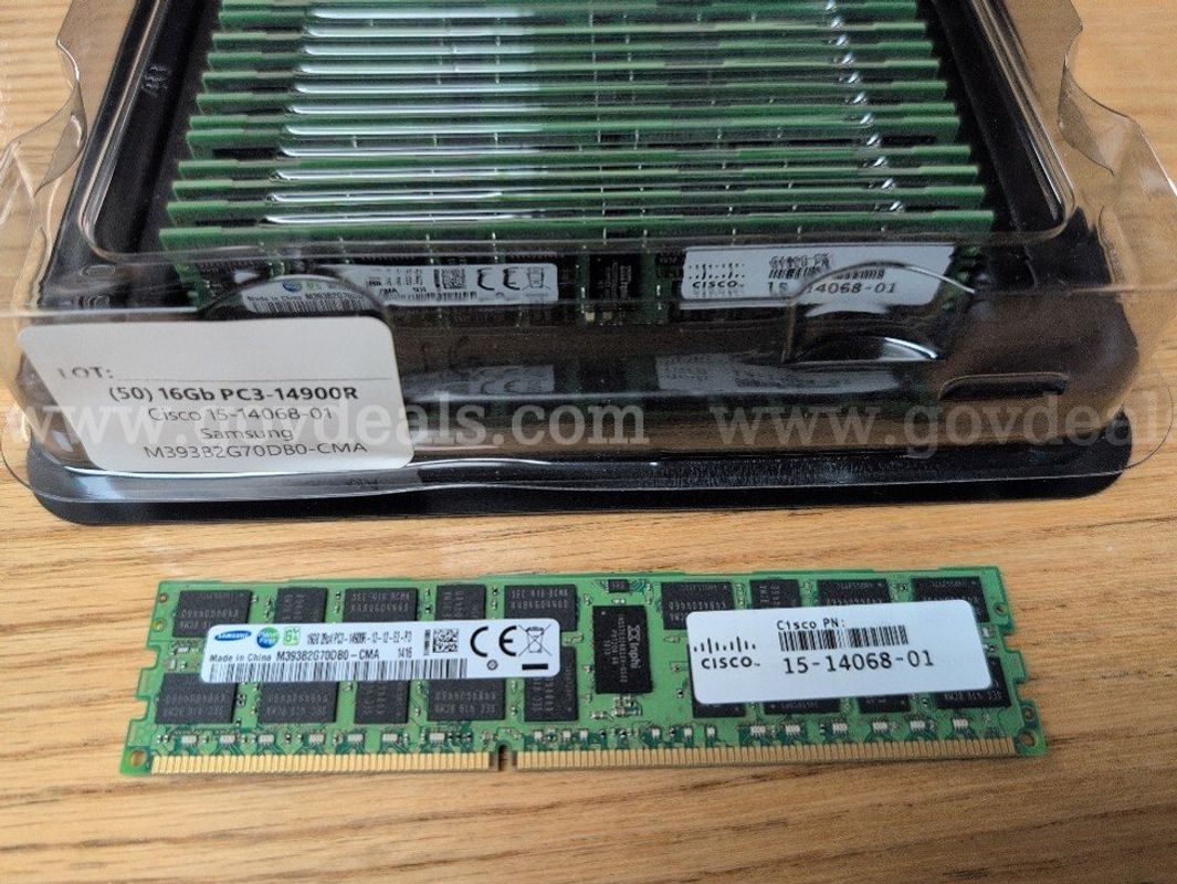 Lot of (50) 16GB PC3-14900R DDR3 ECC RDIMM Samsung M393B2G70DB0-CMA | Cisco 15-14068-01