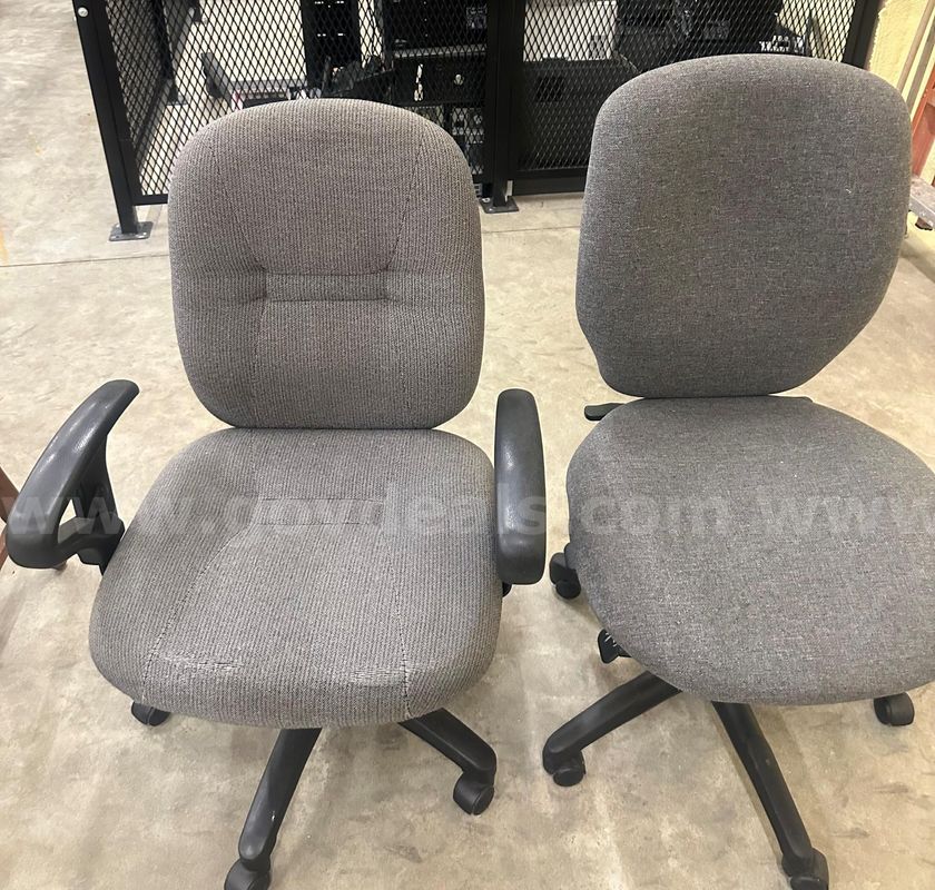 Two Gray Rolling Office Chairs
