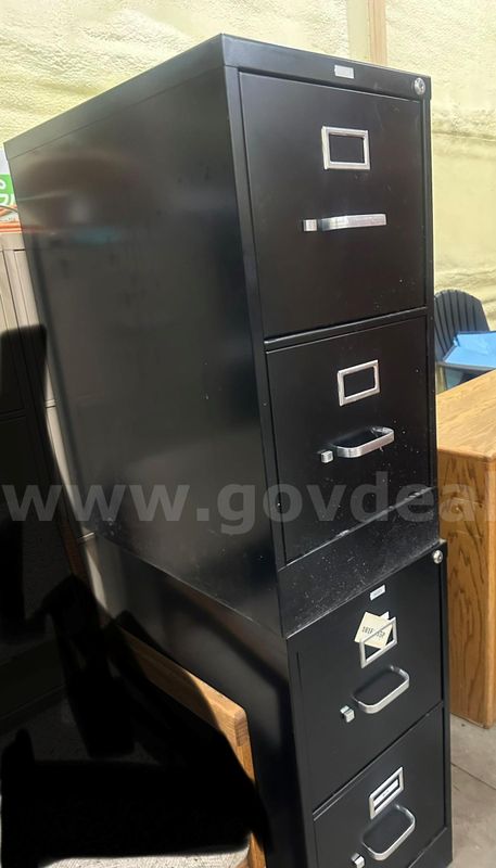2 Black Two Drawer Filing Cabinets