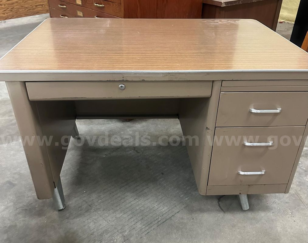 Metal Desk with Wood Top