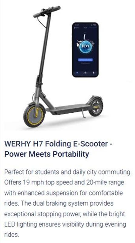 Werhy H7 Electric Scooter-New In Box