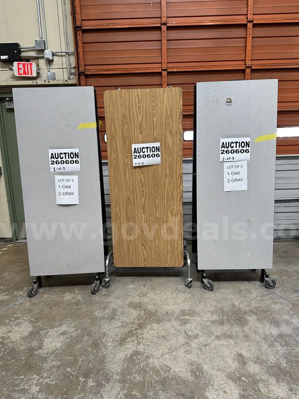 Lot of 3 Cafeteria Long Rolling Table
