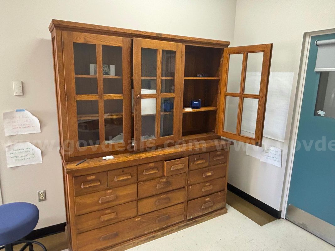 Vintage Oak Laboratory Cabinet