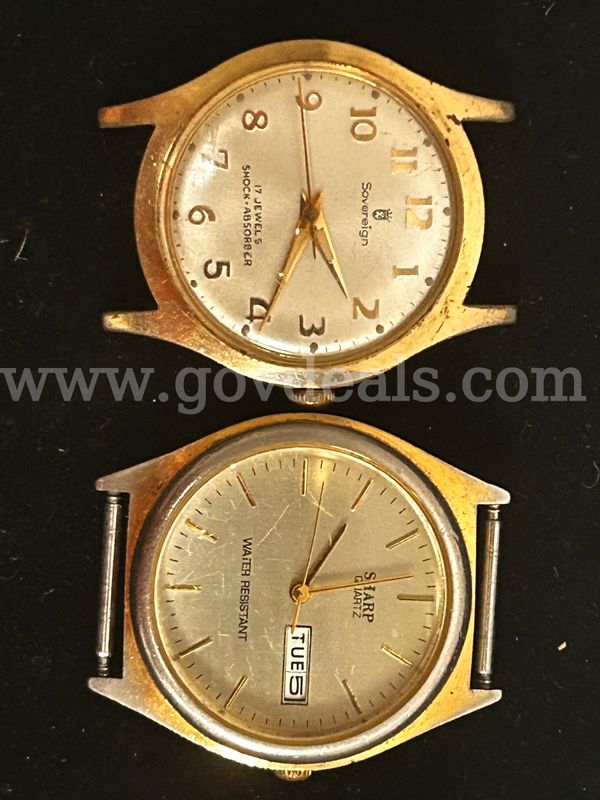 Four Men's Watches Including Gold-Tone, Silver-Tone & Black Watches