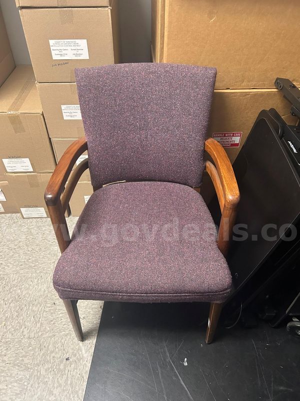 Purple Chair wooden arms and legs
